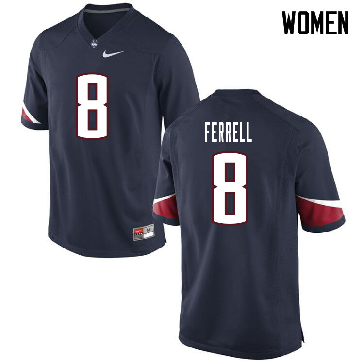 Women #8 Jalon Ferrell Uconn Huskies College Football Jerseys Sale-Navy